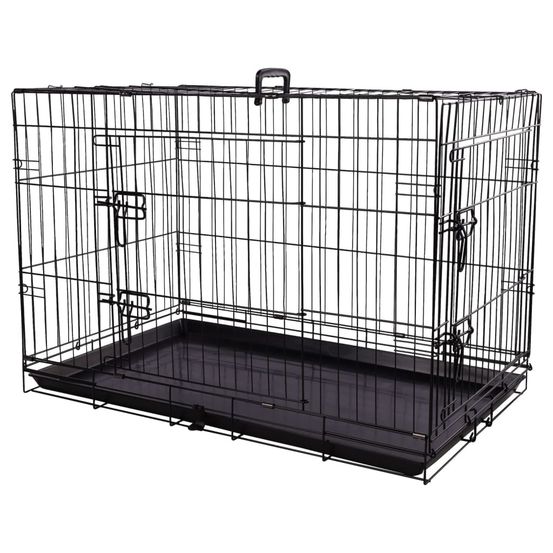 Cage métallique animaux avec porte coulissante l noir