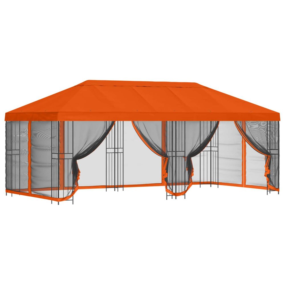 Gazebo avec murs latéraux 6 x 3 m orange polyester et acier