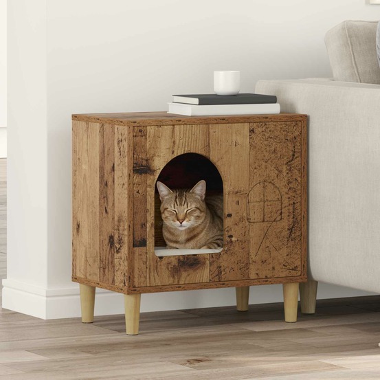 Maison pour chat bois ancien 51 x 30 x 52 cm bois d'ingénierie
