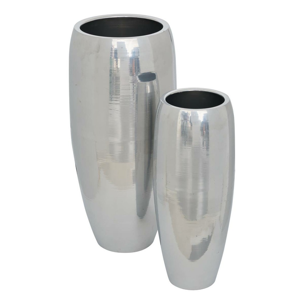 2 caches-pot reso en acier 33x33x70cm argent