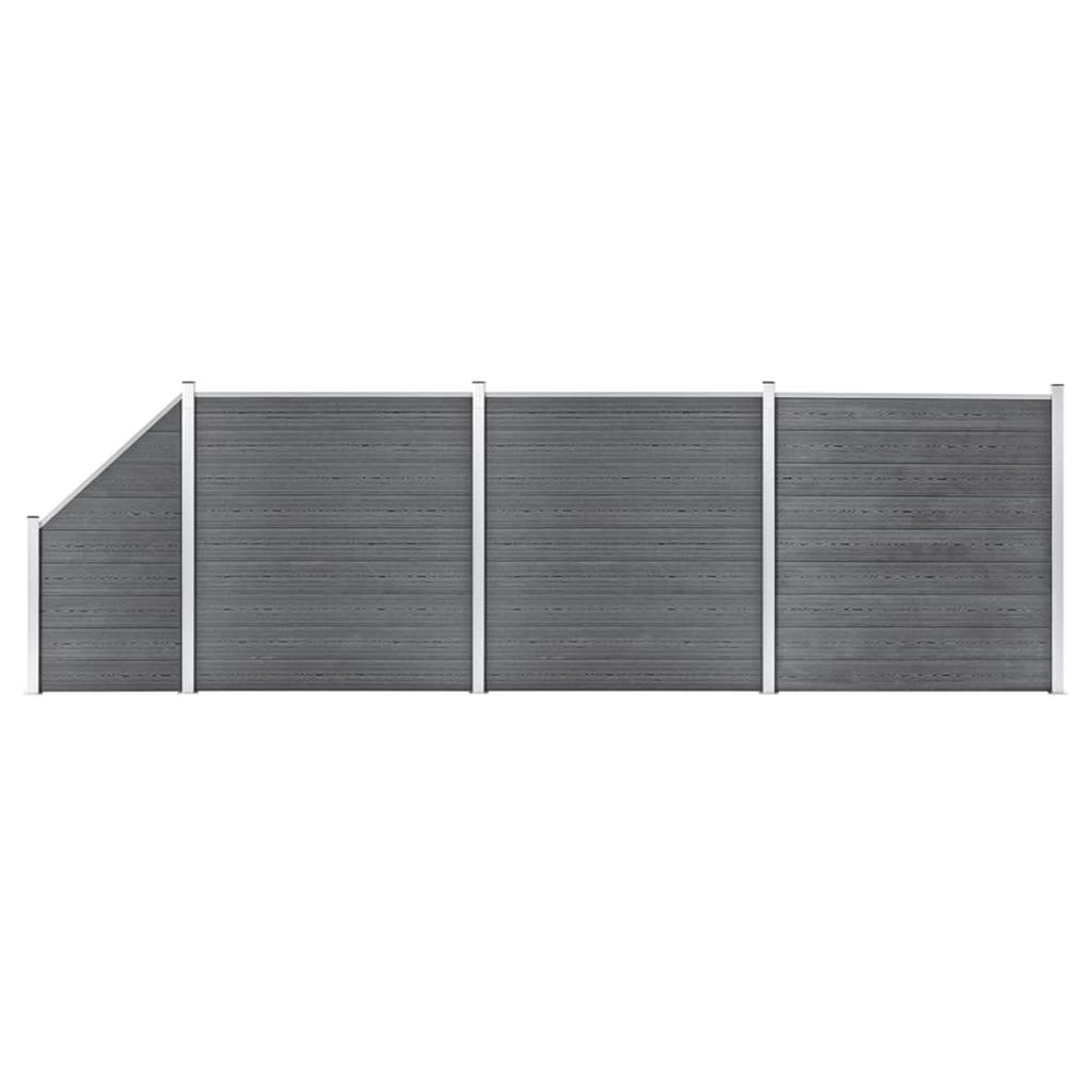 Ensemble de clôture wpc 3 carré + 1 incliné 619 x 186 cm gris