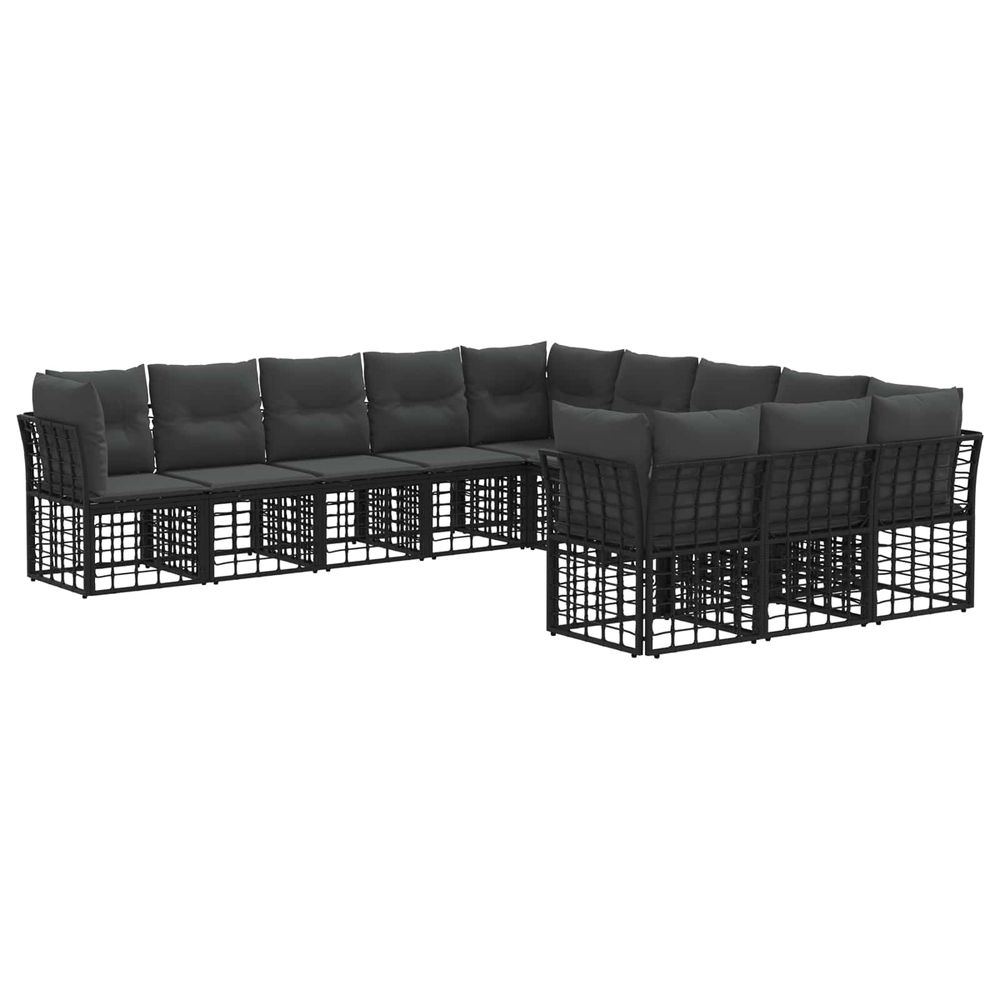 Ensemble de canapés d'extérieur noir et gris foncé polyester