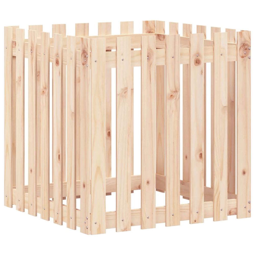 Jardinière d'extérieur avec design de clôture 70x70x70 cm pin massif