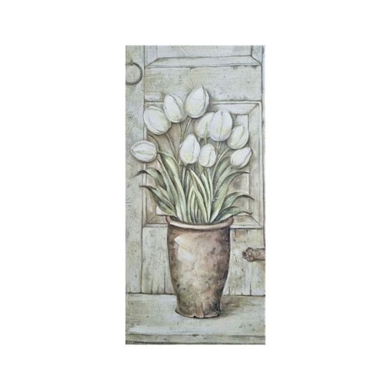 Tableau en bois multicolore tulipes 30.5 x 61 cm
