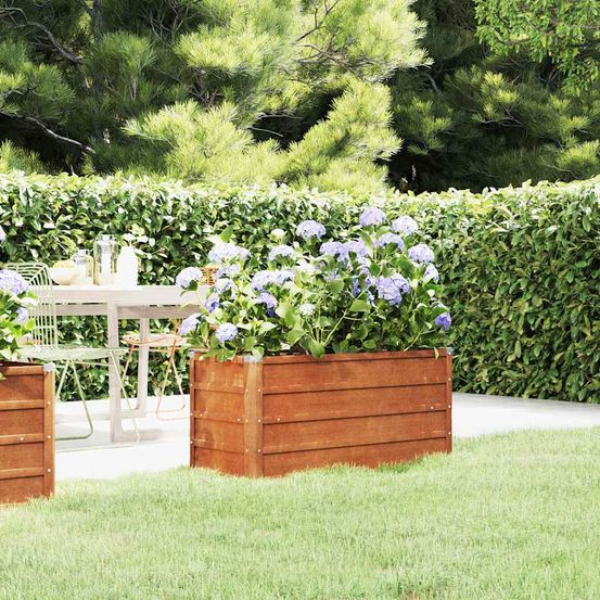 Jardinière rectangulaire acier corten effet rouillé 100x40x45 cm