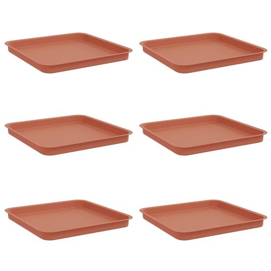 Plateau carré à fleurs 6 pc rouge brique 36 x 36 x 3 cm