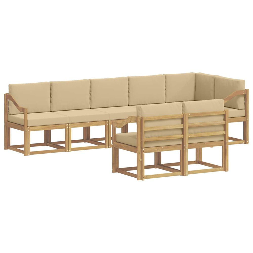 Ensemble de canapés d'extérieur 8 pc blanc et beige polyester