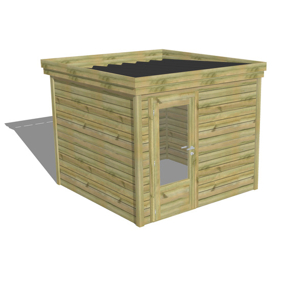 Abri de jardin bois pin traité autoclave 27mm - 2,64x2,64m / 7m2 - bac acier - abri français