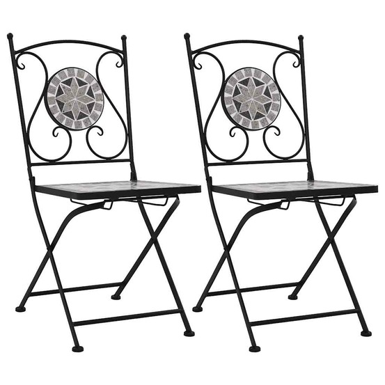 Chaises de bistrot mosaïque 2 pcs gris