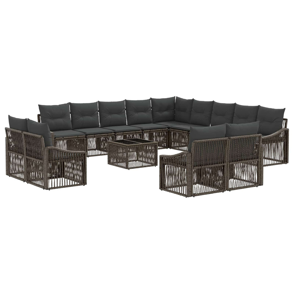 Ensemble de canapé de jardin 14 pcs gris polyrotin