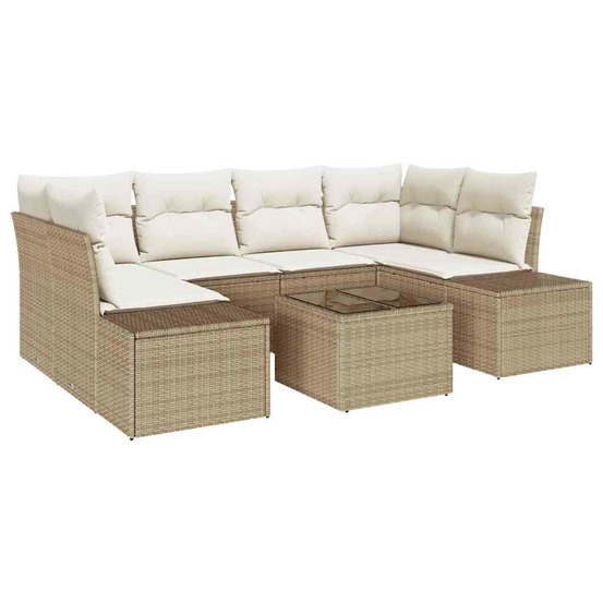 Ensemble de canapé de jardin 8 pcs beige et crème polyrotin