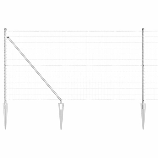 Clôture avec poteaux argent 1 x 25 m acier
