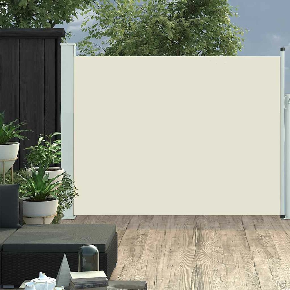 Auvent latéral rétractable de patio 140x500 cm crème