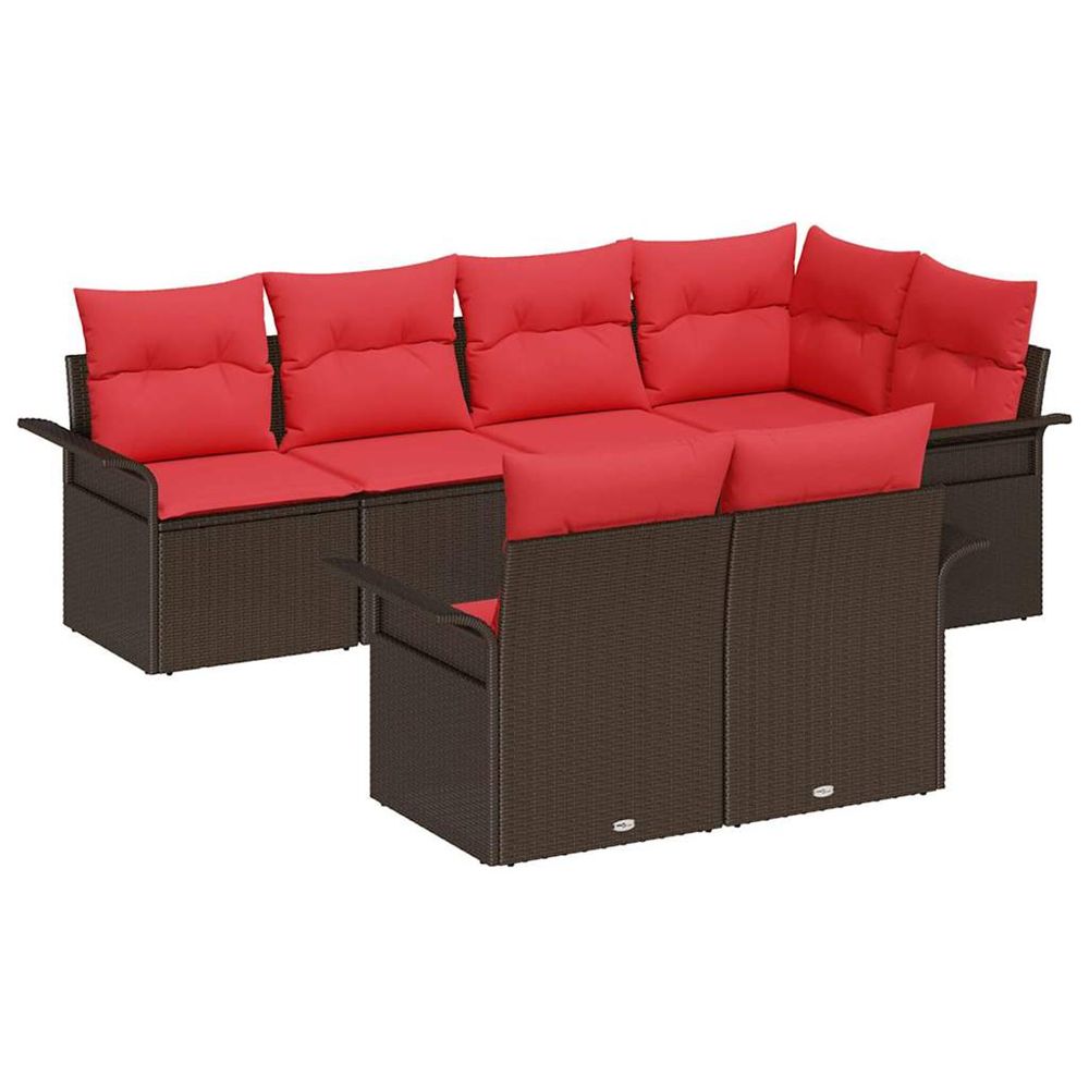 Ensemble de canapé de jardin 7 pc marron poly rotin