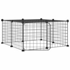 Cage animaux de compagnie à 12 panneaux et porte noir 35x35 cm