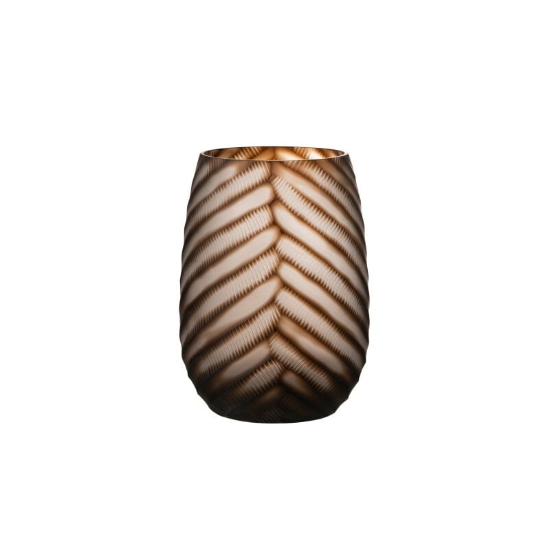 Vase sculpté en verre marron 22x22x30 cm