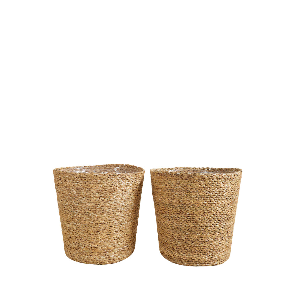 Pot à plantes tressé maki - lot de 2 pots - beige - jonc de mer - panier pour plantes