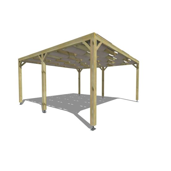 Pergola bois • 5m x 5m • indépendante • sens largeur • voilage semi-transparent inclus • livraison comprise