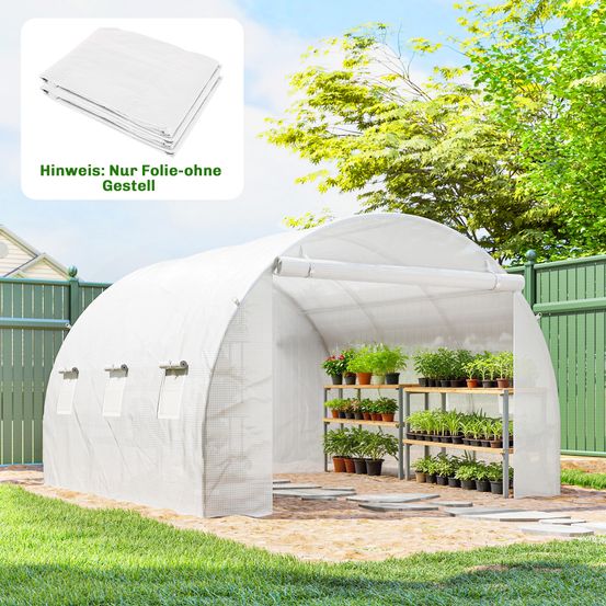 Bâche de serre tunnel pe 3 x 3 x 2 m blanche 6 fenêtres porte zippée protection uv - comfortxl outdoor living