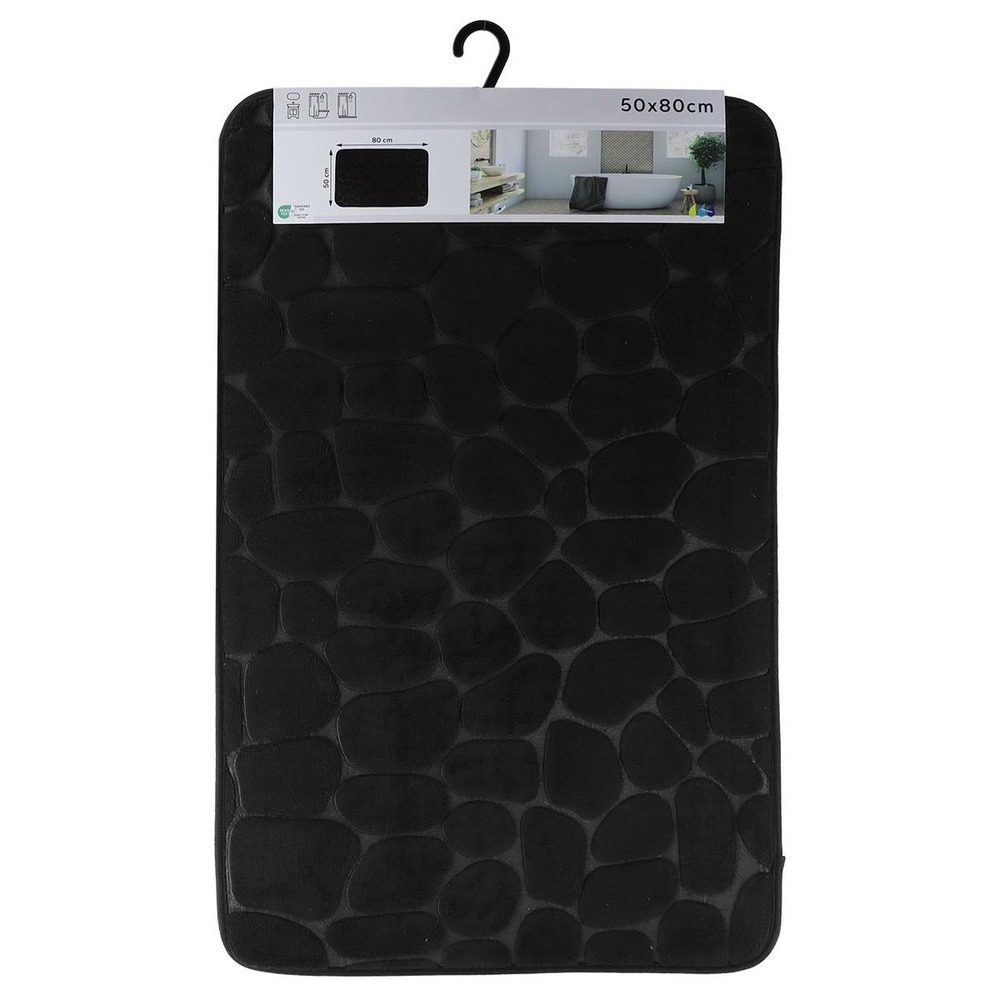 Tapis memoire de forme microfibre galet 50x80cm - noir
