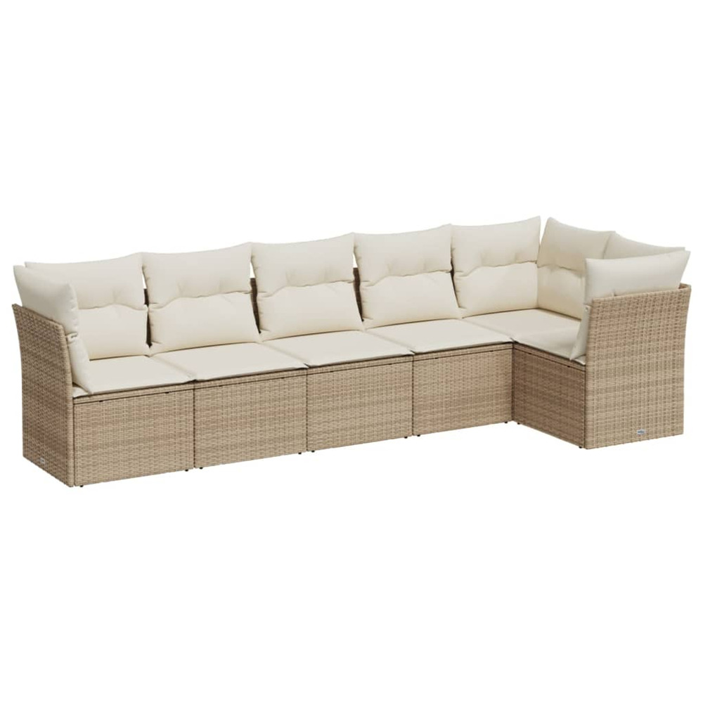 Salon de jardin avec coussins 6 pcs beige résine tressée