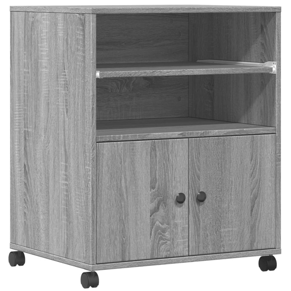 Support d'imprimante avec roulettes sonoma gris 60x48x74 cm