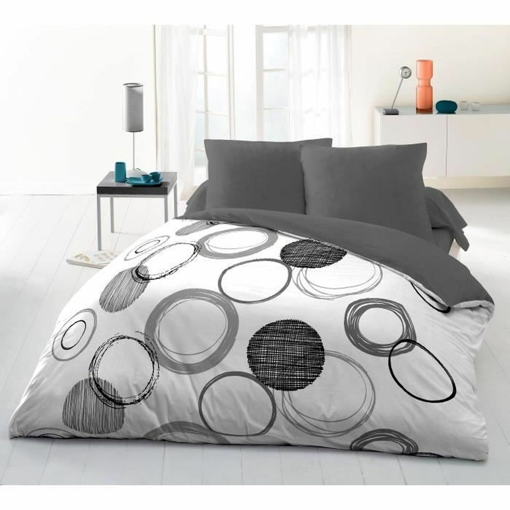 Parure de couette - 1 housse de couette 220 x 240 cm + 2 taies d'oreiller 63 x 63 cm - gris clair