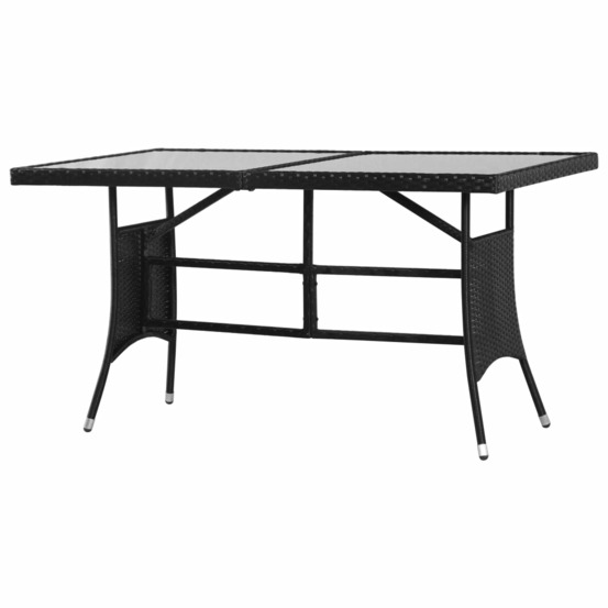 Table de jardin noir 140x80x74 cm résine tressée