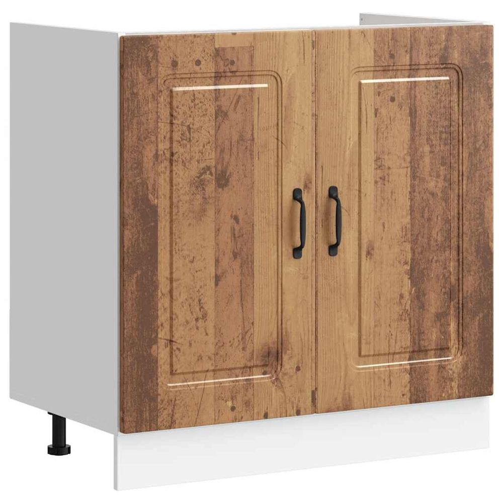 Meuble bas pour évier kalmar noir 80x46x81,5 cm bois ingénierie