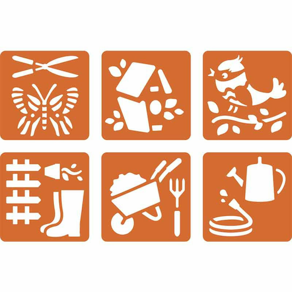 6 pochoirs jardinage - 14,5 x 14,5 cm