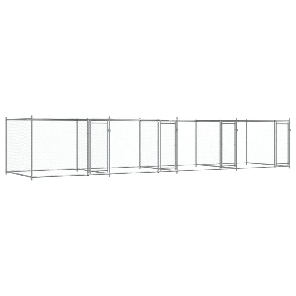 Cage pour chien avec portes gris 8x2x1,5 m acier galvanisé