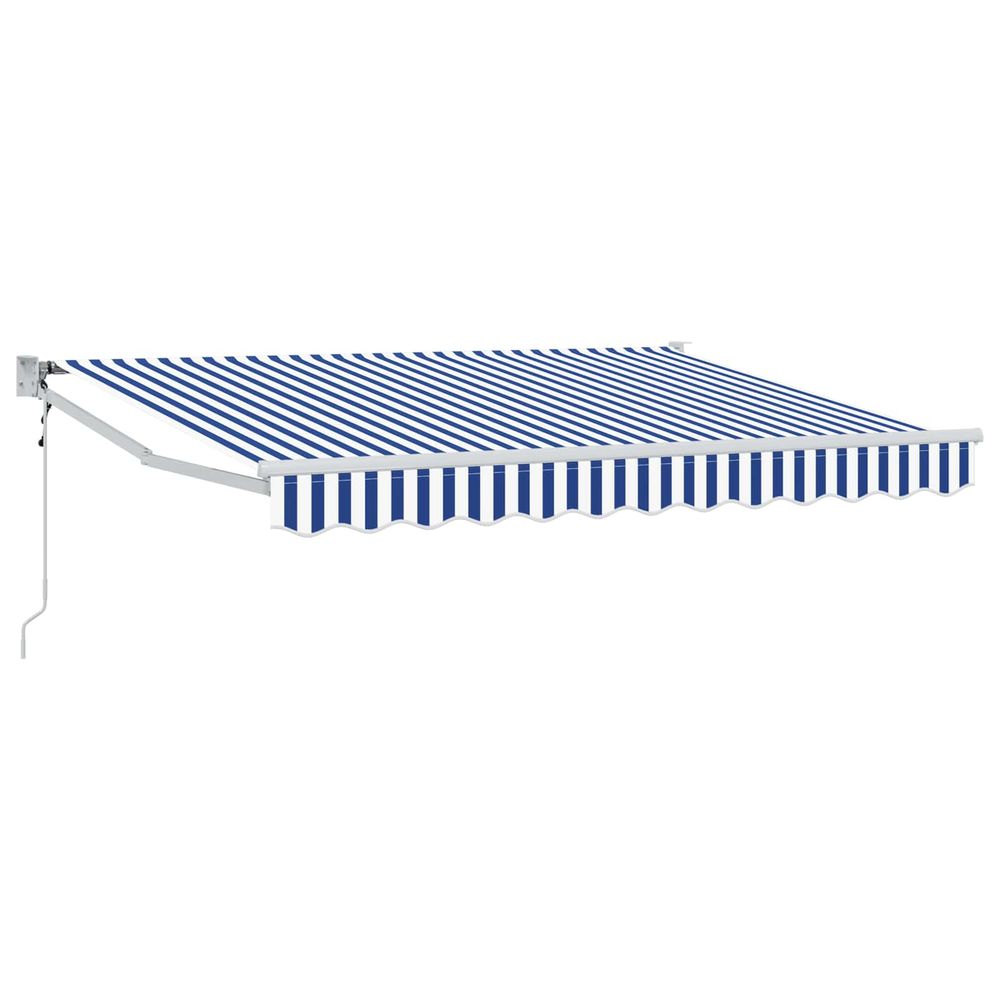 Auvent rétractable bleu et blanc 3,5 x 2 m polyester et métal