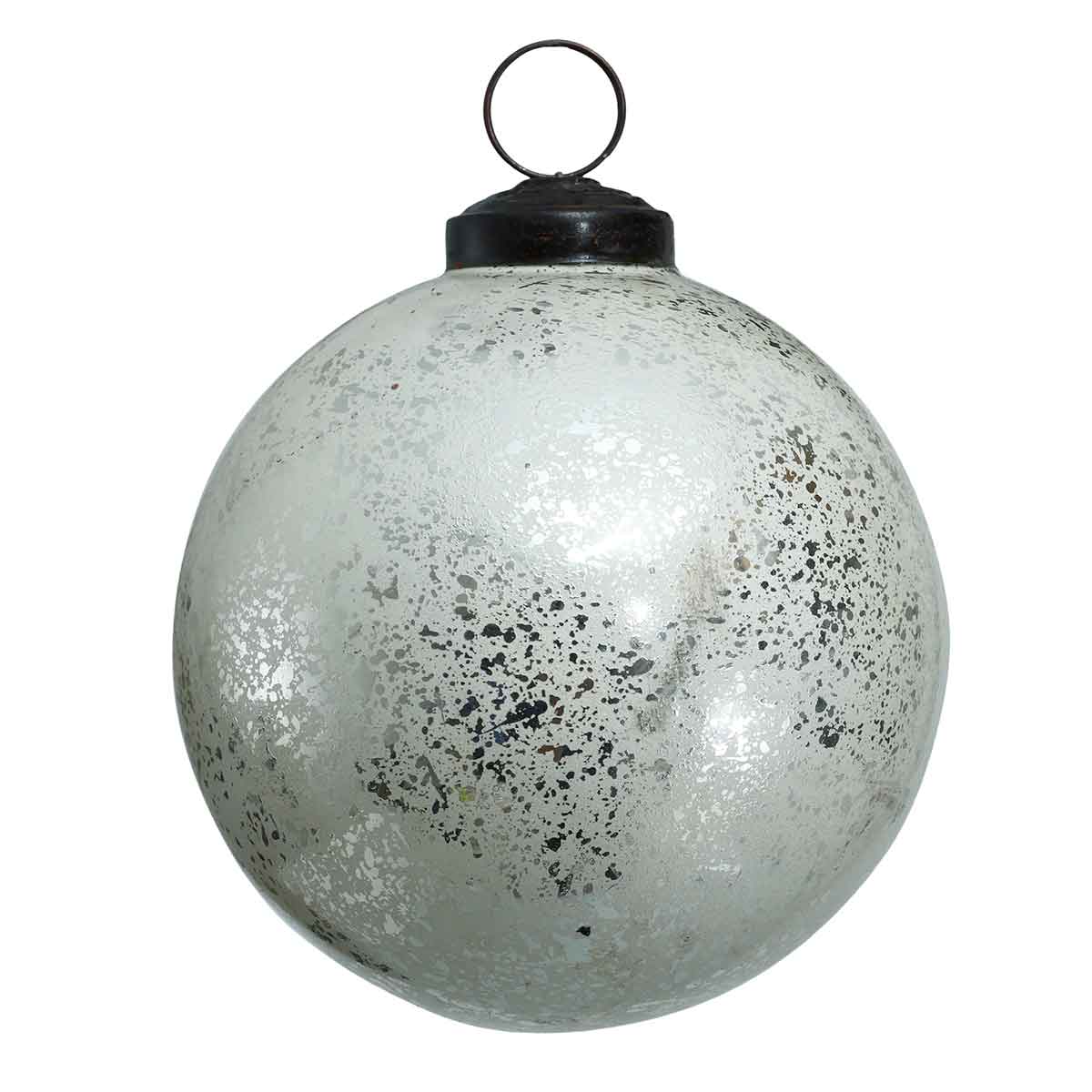Ptmd décoration de noël snowy - 10x10x10 cm - verre - argent