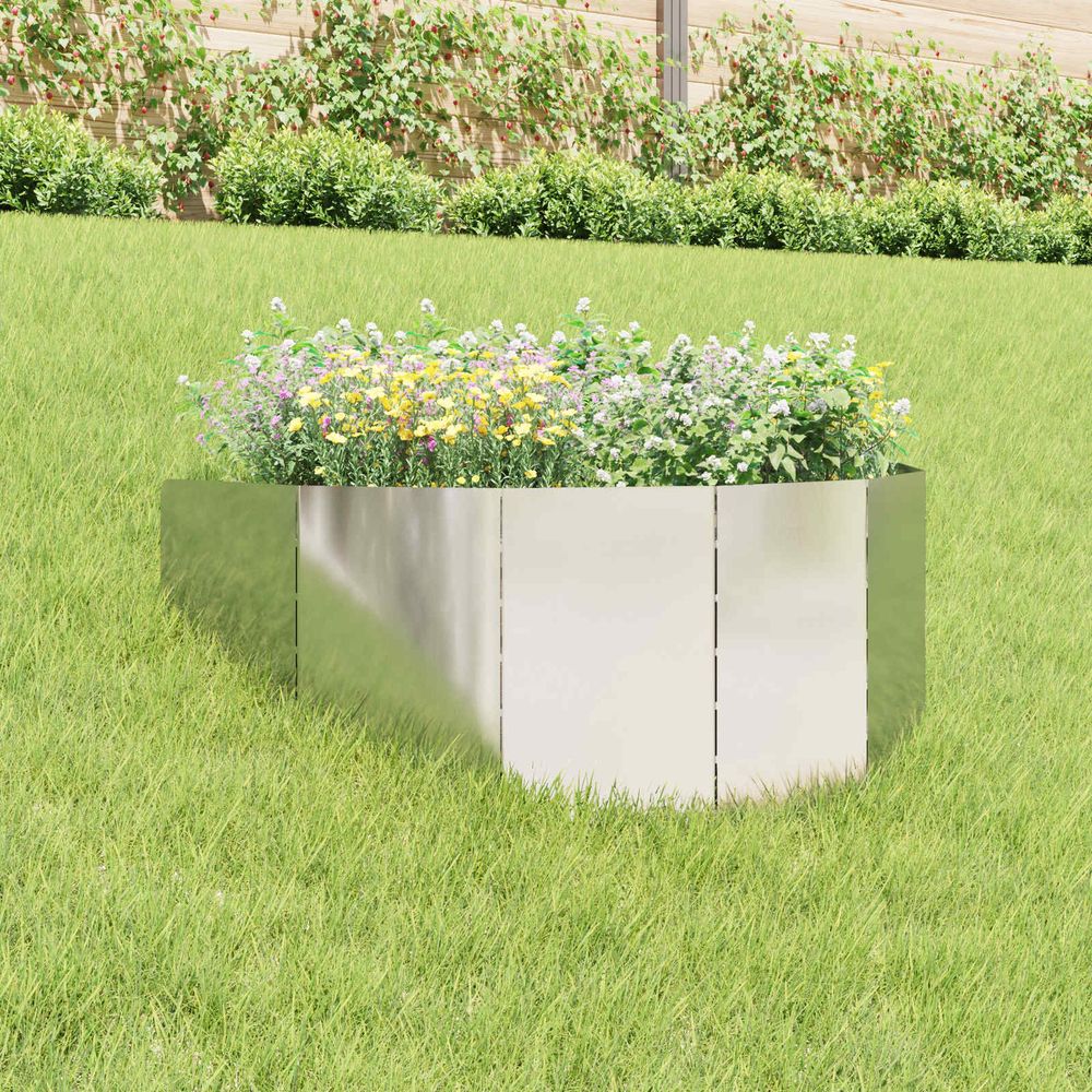 Bordure aménagement acier pelouse création chemin 100x45cm gris argenté