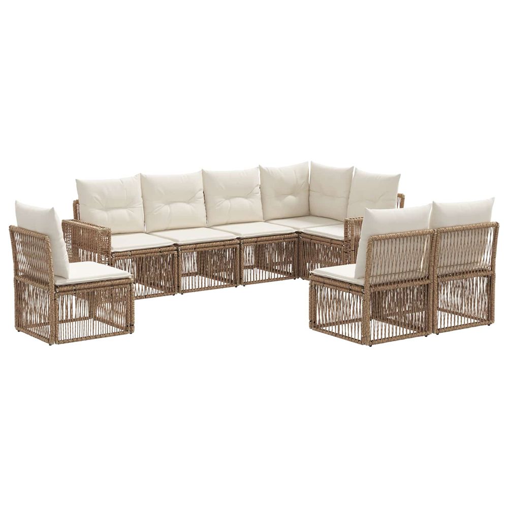 Ensemble de canapé de jardin 8 pc beige et blanc crème