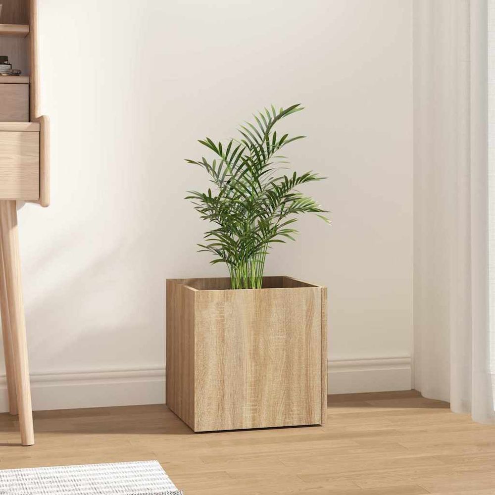 Jardinière carrée bois d'ingénierie décorative chêne sonoma 40 cm