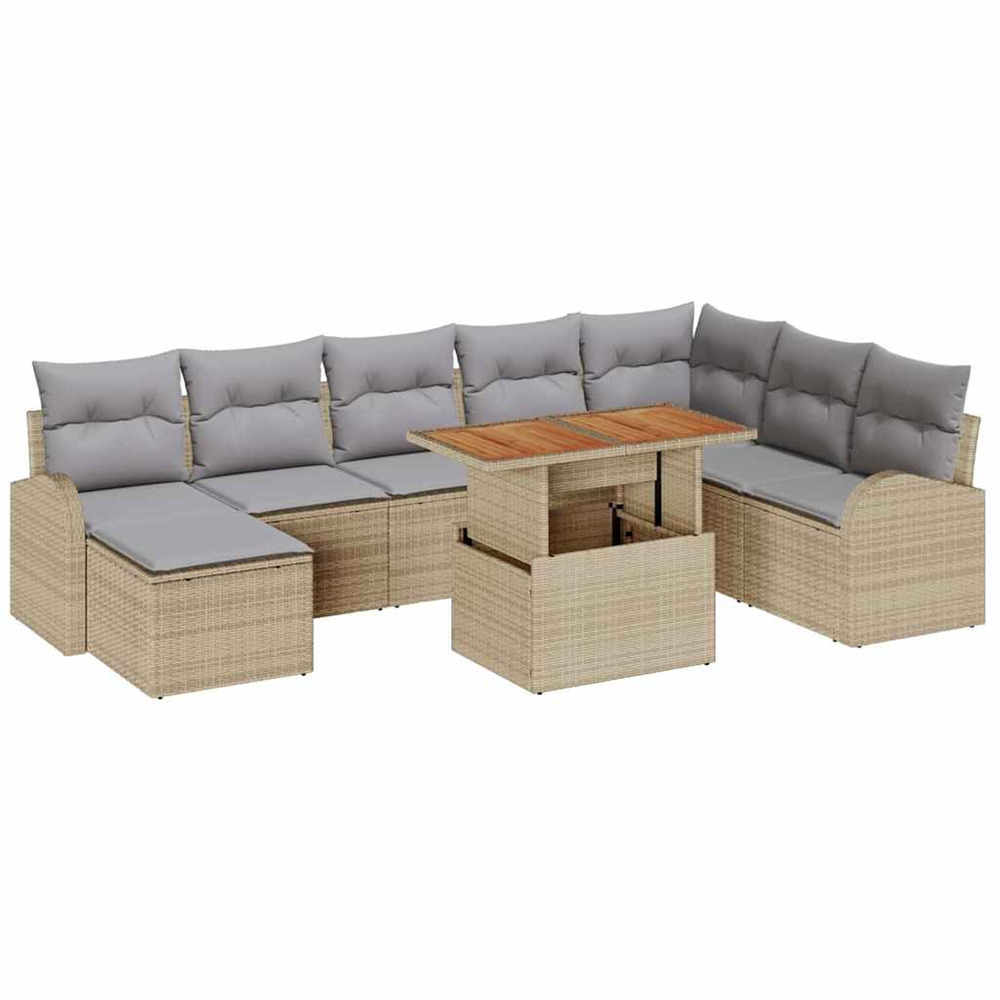Ensemble de canapé de jardin 9 pcs beige et gris clair