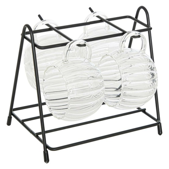 Rack 4 mugs pumpkin transparent l17xp15xh15,8cm