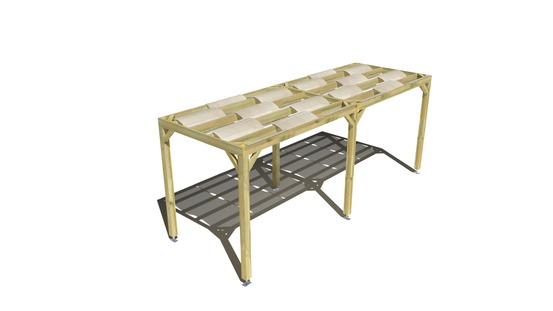 Pergola bois • 6m x 2m • indépendante • sens largeur • voilage semi-transparent inclus • livraison comprise