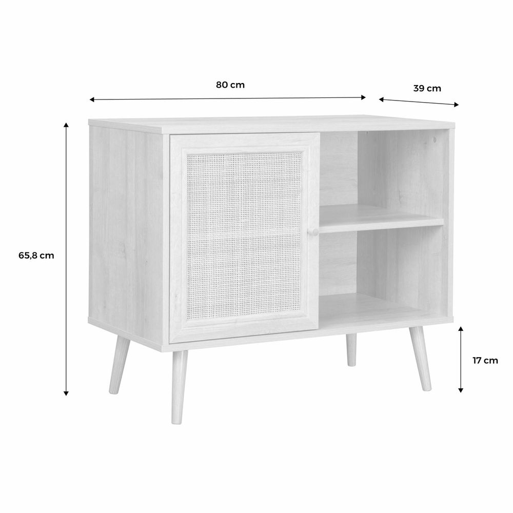 Meuble Rangement Cannage 2 Niveaux - Style Bohème 80cm Largeur