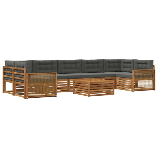 Ensemble de canapés d'extérieur 8 pc naturel et anthracite