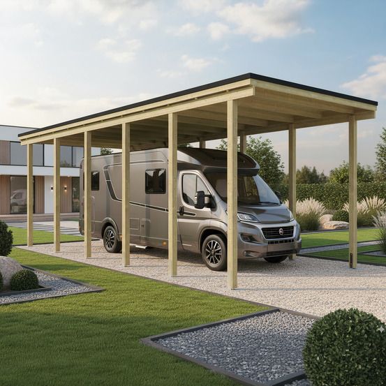 Abri camping car arizona - 1 vehicule - 363x858 - abris voiture - feutre bitumeux sur les voliges - autoporté