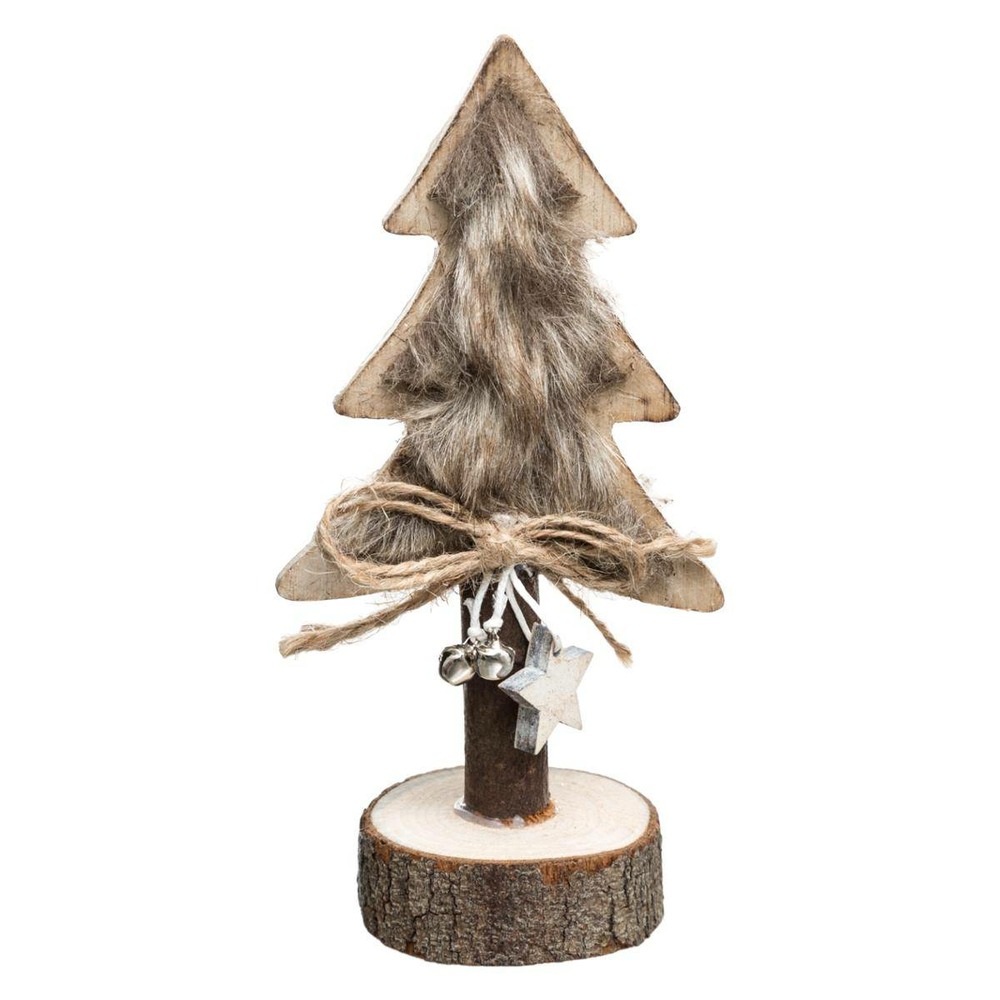 Décoration sapin bois fourrure