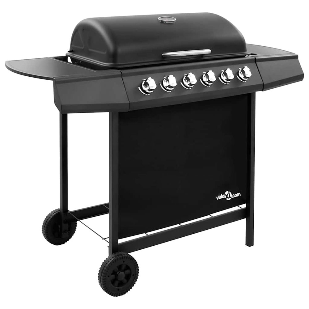 Barbecue gril à gaz avec 6 brûleurs noir