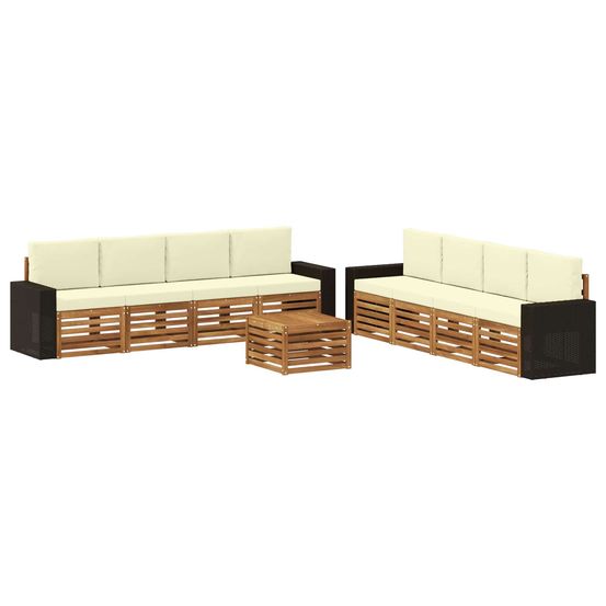 Ensemble de canapés d'extérieur 9 pc naturel et crème