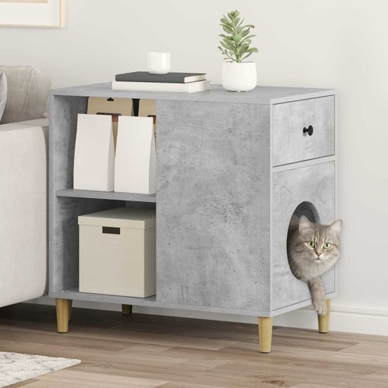 Grande maison chat béton repos gris 72cm pour grand chat industriel