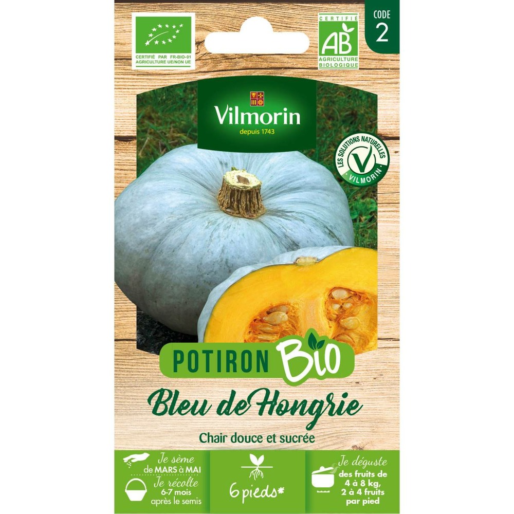 Sachet de graines potiron bleu de hongrie bio