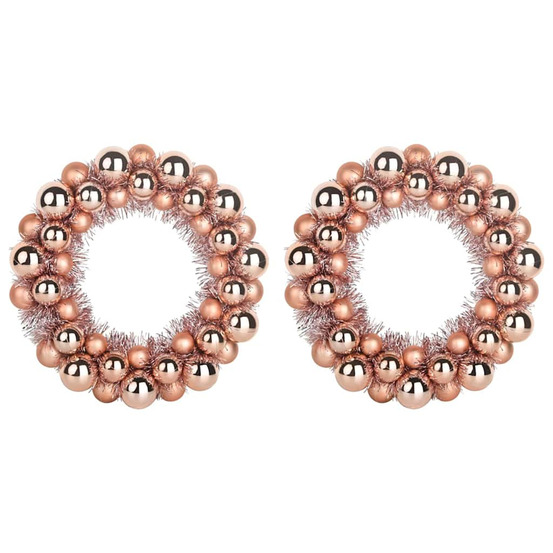 Couronnes de boules de noël 2 pcs rose doré 33 x 33 x 7 cm