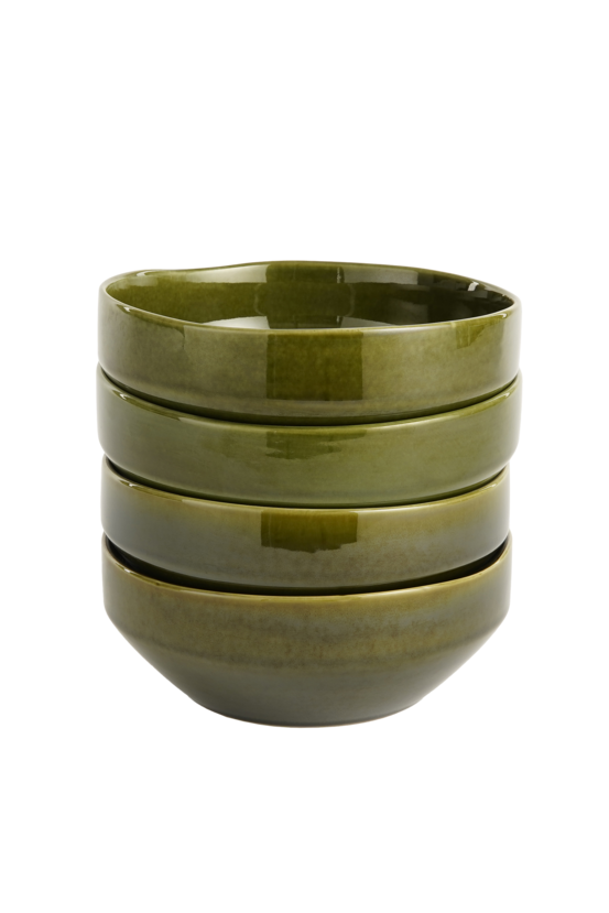 Mica decorations - lot de 4 assiettes en céramique vert d22,5