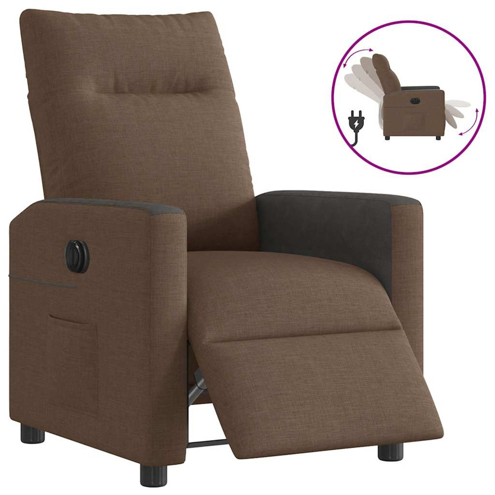Fauteuil inclinable électrique marron tissu
